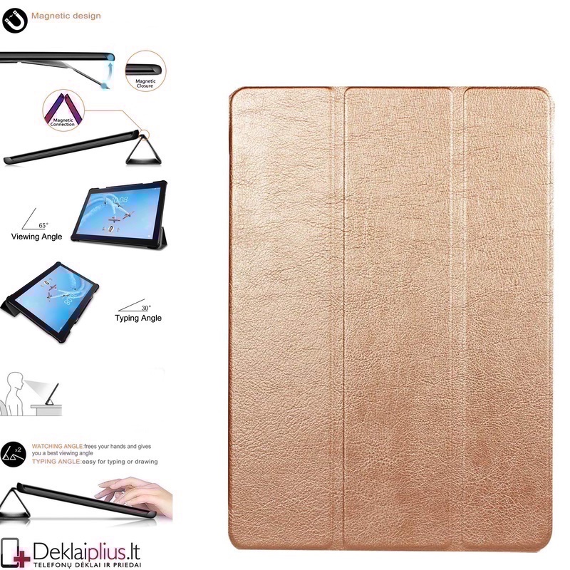 Dirbtinės odos atverčiamas dėklas - auksinės spalvos (Huawei Mediapad T3 10) Dirbtinės odos atverčiamas dėklas - auksinės spalvos (Huawei Mediapad T3 10)